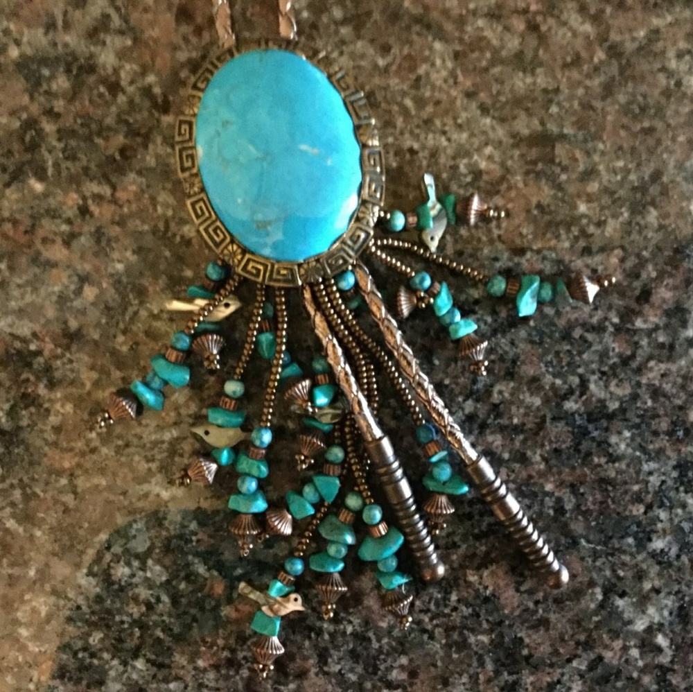 Vintage new 80's bolo tie w turquoise accents
